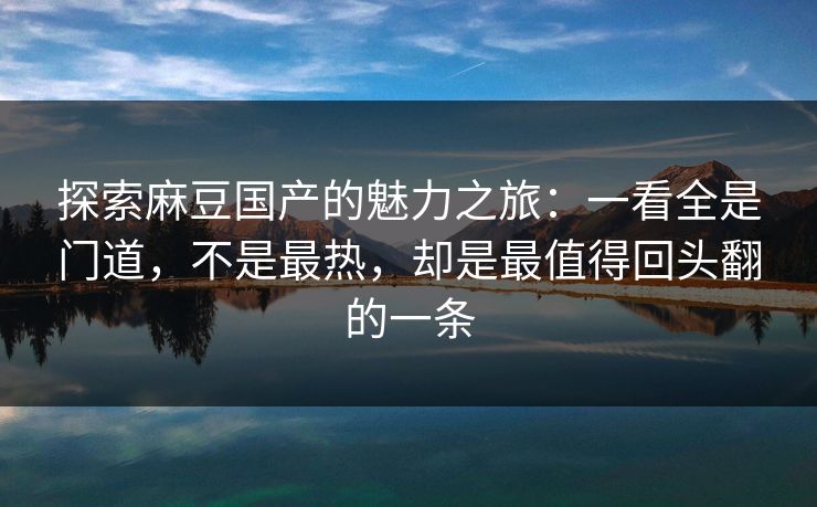 探索麻豆国产的魅力之旅：一看全是门道，不是最热，却是最值得回头翻的一条