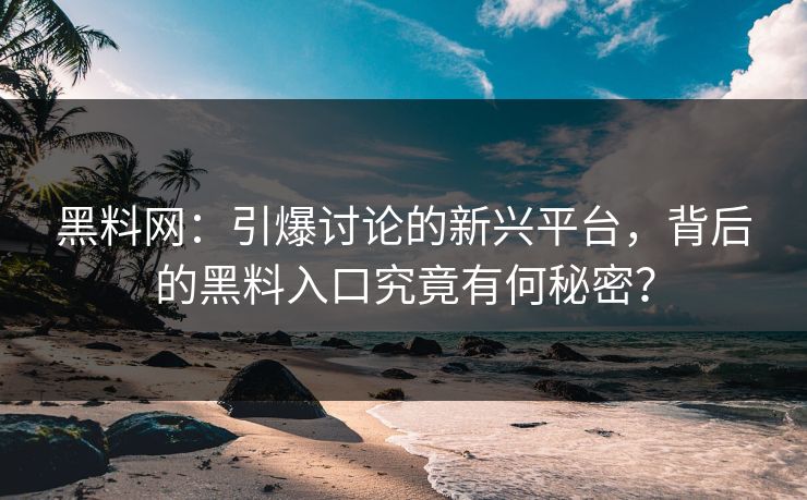 黑料网:引爆讨论的新兴平台,背后的黑料入口究竟有何秘密? 黑料网:引爆讨论的新兴平台,背后的黑料入口究竟有何秘密?