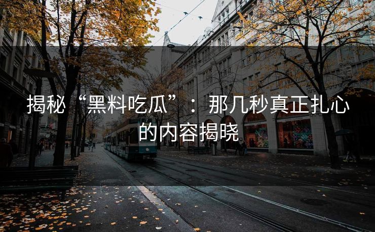 揭秘“黑料吃瓜”：那几秒真正扎心的内容揭晓